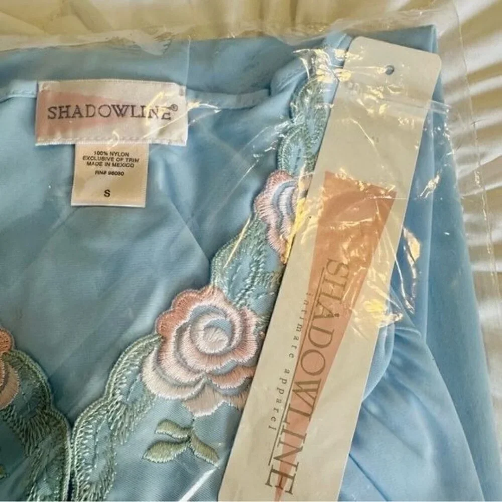 Shadowline Petals 53 Inch Long Sleeve Gown - Blue 33280 Size Small